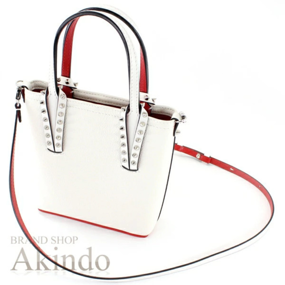 Christian Louboutin Cabata Shoulder Bag Crossbody Handbag Leather Black Spike